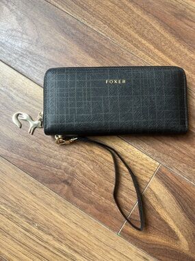 FOXER Black Gold  Zip Around Wristlet Wallet
